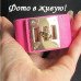 Браслет с замком Hermes малиновый