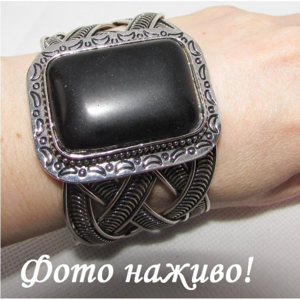 Широкий браслет прямокутний агат – 4352