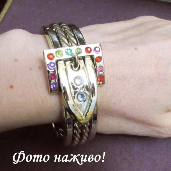 Пластиковый золотистый браслет ремень – 5768