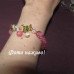 Браслет розовый с бусинами и цветком – 2905