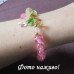 Браслет розовый с бусинами и цветком – 2905