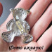 Серебристая брошка Мишка с сердечком