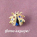 Синяя брошь Божья коровка