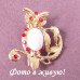Брошь Сова в красных стразах