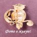 Брошь Сова в красных стразах