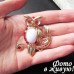 Брошь Сова в красных стразах