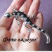 Серебристая брошь Черная ящерица в стразах