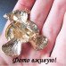 Золотистая брошка Мишка с сердечком