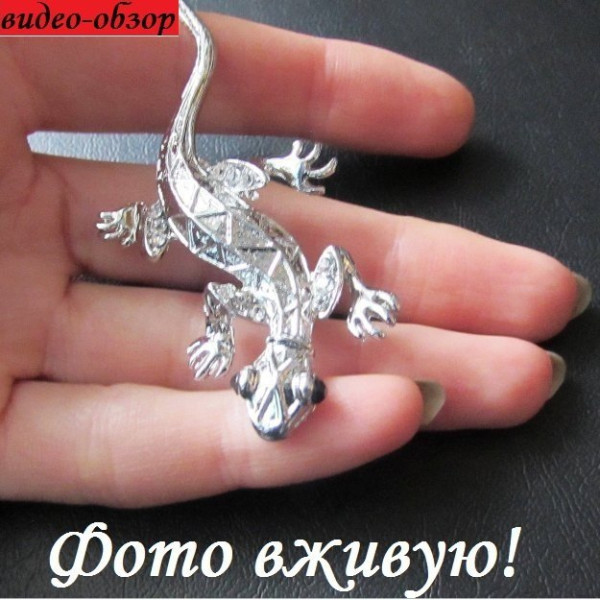 Серебристая брошка Ящерица – 4046