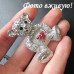 Серебристая брошка Мишка с сердечком
