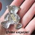 Серебристая брошка Мишка с сердечком