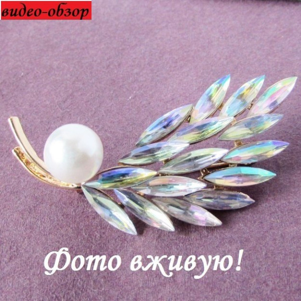 Брошь в стразах Перья