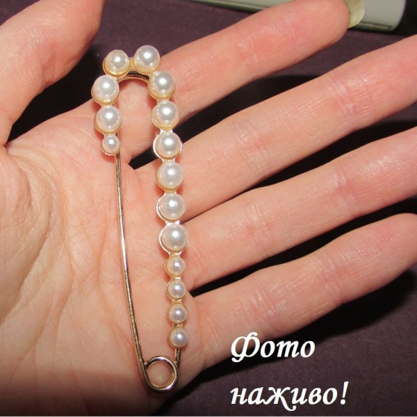 Довга шпилька Біла перли – 10-883
