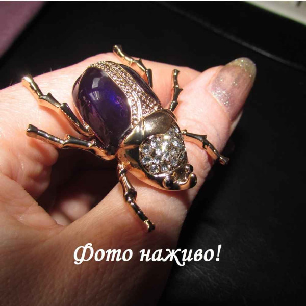 Брошка фиолетовая Жук Скарабей – 1414