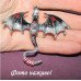 Брошка чорно-сірий дракон у стразах фентезі – 2652