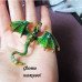 Брошь зеленый дракон в стразах фэнтези  – 2701