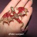 Красивая брошь дракон розово-красный  – 5509
