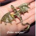 Красивая брошь дракон розово-красный  – 5509