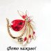Брошка з червоним кристалом Абстракція - 5735