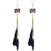 Серьги Шикарные маски с перьями в стиле CHANEL