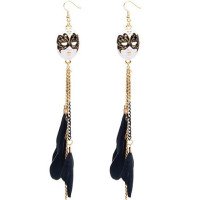 Серьги Шикарные маски с перьями в стиле CHANEL
