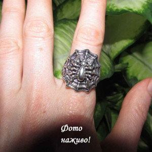 Каблучка массивна перстень павутина та павук, рок, панк