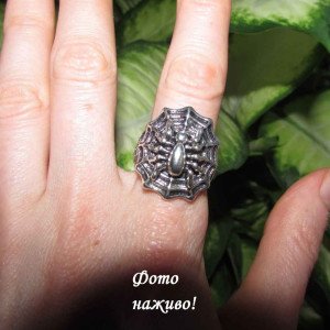 Каблучка массивна перстень павутина та павук, рок, панк