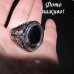 Черное кольцо Змея с кристаллом – 5543