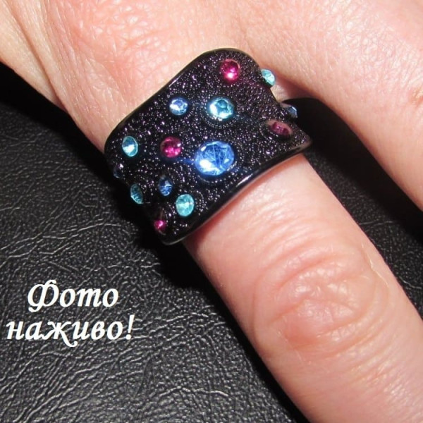 Черное коктейльное кольцо – 5547