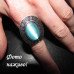 Кольцо с греческим орнаментом Кошачий глаз голубой – 1099