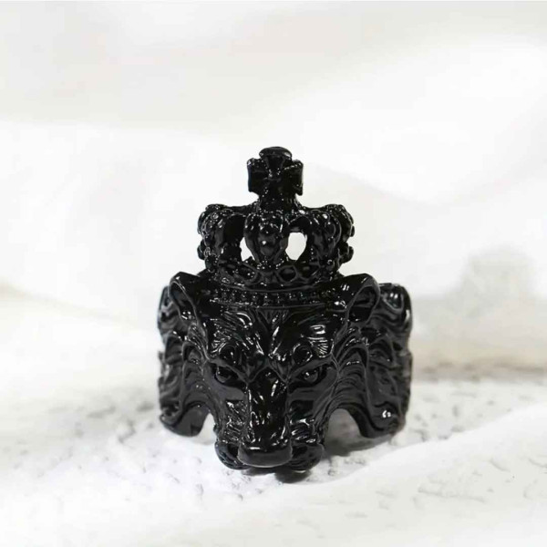 Кільце Лев з короною чорне  – 1386