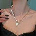 Перлове кольє із серцем – 4954