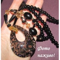Бусы Черная капля Мурано