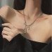 Серебристое колье-подвеска Капли – 4333