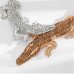 Эксклюзивное колье крокодилы золотисто-серебристое – 1338
