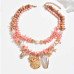 Эксклюзивное двухслойное ожерелье розовые кораллы и ракушки – 2588
