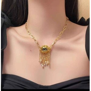 Кулон на ланцюгу очі стиль вінтаж за мотивами schiaparelli
