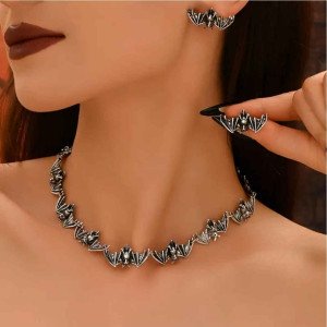 Комплект ожерелье и серьги Летучие мыши