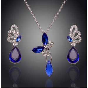 Комплект SWAROVSKI Мотылёк с синим кристаллом
