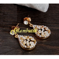 Серьги в стразах Ажурная капля