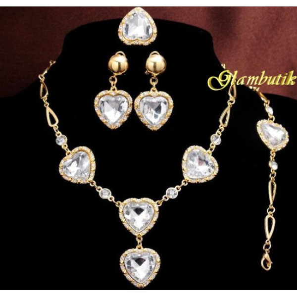 Эксклюзивный комплект из 4-х украшений  Crystal hearts – 2447