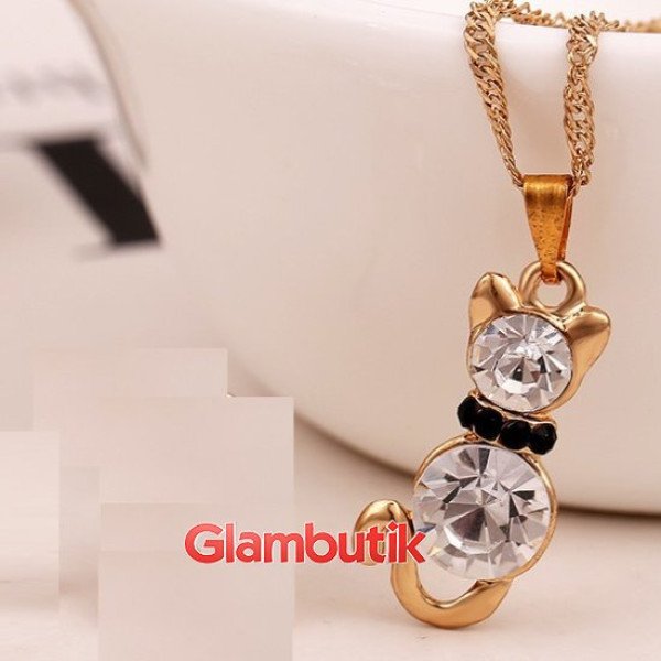 Подвеска SWAROVSKI Кошка кристальная золотистая