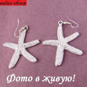 Серебристые Серьги Морские звёзды