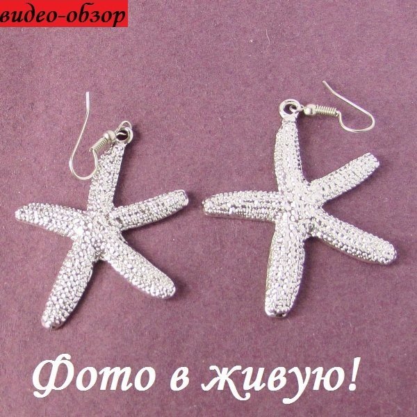 Серебристые Серьги Морские звёзды