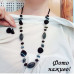 Комплект чорно-серый бусы с серьгами – 3955