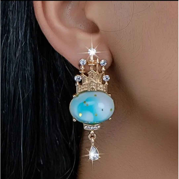 Серьги эксклюзивные голубые Замок – 1280