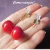 Серьги красные вишни черешни с листочками – 2816