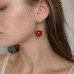 Серьги красные вишни черешни с листочками – 2816