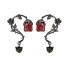 Серьги красные цветы с подвесками сердцами – 3035