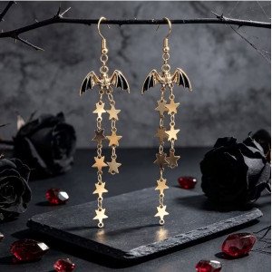 Сережки Кажани з зірками золотисті